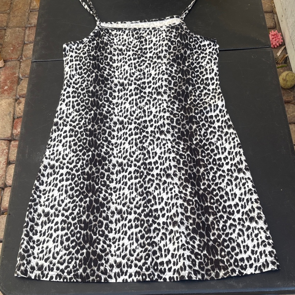 90's stretchy material Leopard Print Sleeveless Dress